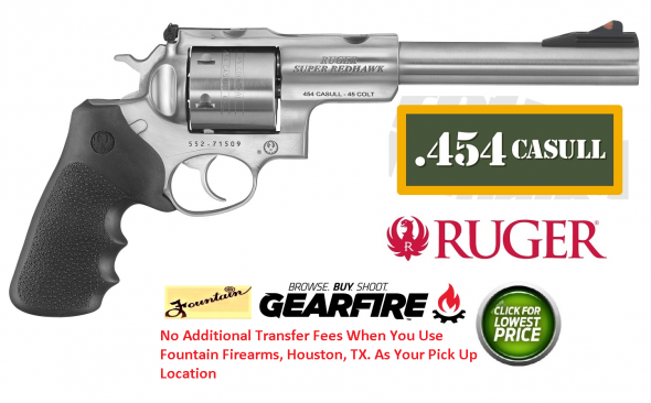 Ruger Super Redhawk Standard 454 Casull 7.5" 6rd Blk Hogue Tamer Grip SSS