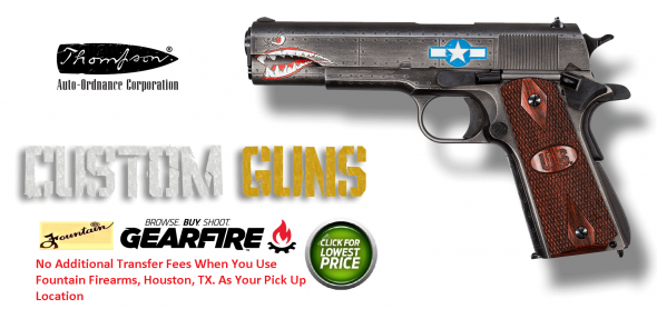 Hot 2019!!! AO 1911 Squadron, Exclusive Limited Edition, WW2, Semi-automatic, 1911, 45 ACP, 5†Barrel, Steel Frame, Black/Gray Cerakote Finish, Wood Grips w/US Logo, 7Rd, 1 Mag, Thumb Safety, Blade Front/Adjustable Rear Sight, Custom Engraved to Resembl