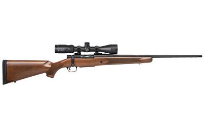 mossberg, patriot bolt action rifle, 7mm-08, 22" fluted barrel, matte blued finish, walnut stock, vortex 3-9x40mm scope, adjustable trigger, weaver...