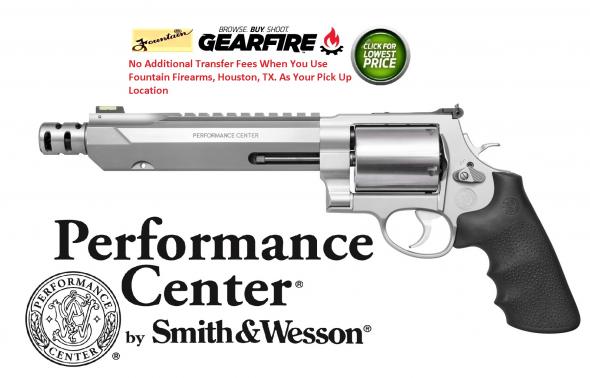 Smith & Wesson, 460XVR, Performance Center Revolver, Double Action, Large Frame, 460SW, 7.5" Custom Barrel with Muzzle Brake, Stainless Finish, Rubber Grip, 5Rd, Heavy Barrel, Unfluted Cylinder, Fiber Optic Front Sight, Integral Scope Mount on Barrel, Gun