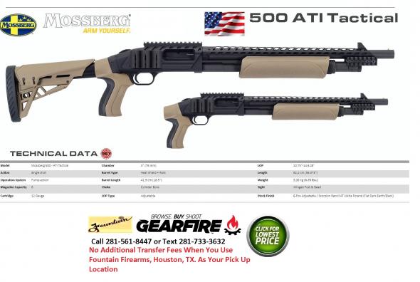 Super New 2019!! Mossberg, Model 500 ATI Tactical TALO Special Edition, Pump Action, 12 GA, 18.5" Barrel, 5+1 Round, ATI 6 Position Akita Destroyer Gray