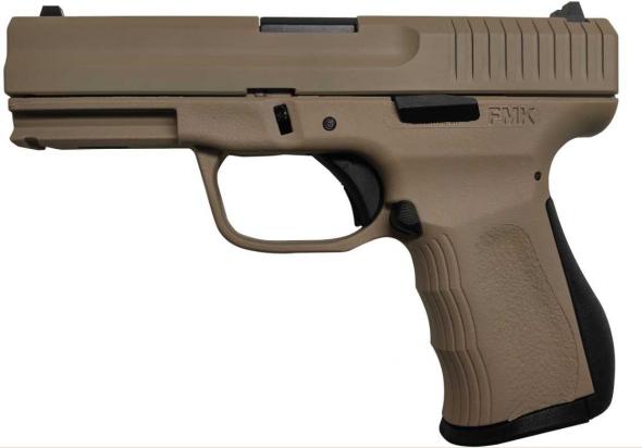 fmk firearms, recon, semi-auto, 9mm, 4" barrel, 14+1 round, desert tan cerakote finish