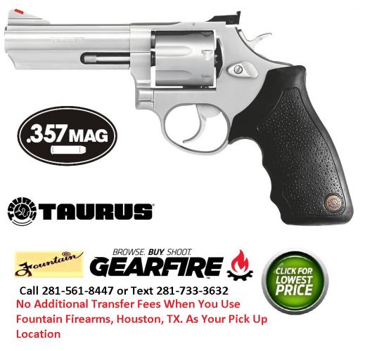 Taurus, Model 66, Medium Frame, 357 Magnum, 4" Barrel, Steel Frame, Matte Stainless Finish, Rubber Grips, Adjustable Sights, 7Rd