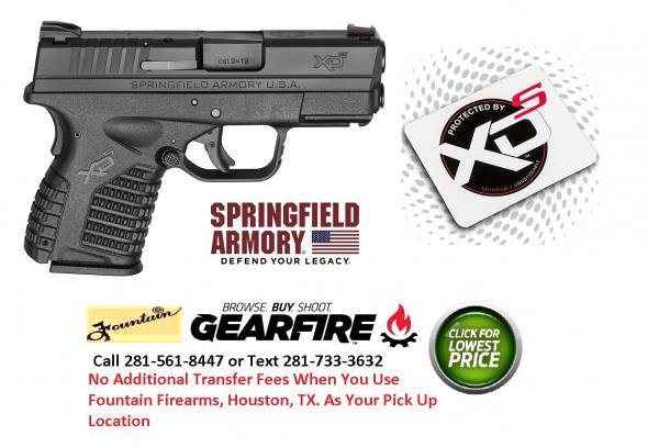 Springfield Armory XDs Semi Auto Pistol 9mm Luger 3.3" Barrel 7 Rounds Polymer Frame Black Slide Finish Essentials Package XDS9339BE