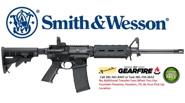 Smith & Wesson, M&P 15, Sport II, Semi-automatic, AR, 5.56 NATO, 16" Barrel, Black Finish, Black Collapsible Stock, 30Rd PMag, Flattop, Magpul Flip Up Rear, Magpul MOE M-Lok Carbine Length Handguard