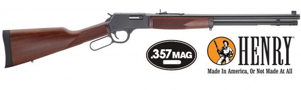 Henry Big Boy Steel .357 Magnum/.38 Special 20 Inch Round Barrel Matte Finish Adjustable Sights Checkered American Walnut Stock 10 Round Capacity