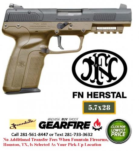 FNH Five-Seven Mark II 5.7x28mm 4.8 Inch Barrel Adjustable 3-Dot Sights Flat Dark Earth 20 Round 💲💲Cash $1219.95💲💲