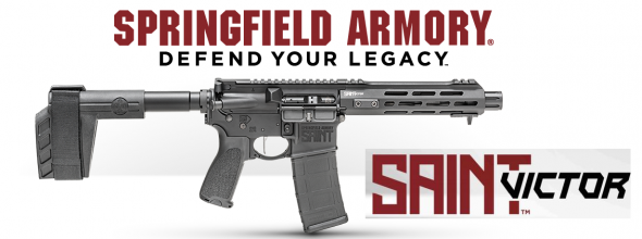 Super Hot 2019!!! Springfield SAINT Victor Pistol AR, 223 /556NATO, 7.5" Barrel, 1:7 Twist, Anodized Finish, BCM Trigger Guard & Mod 3 Pistol Grip, M-LOK Free Float Handguard, SB Tactical SBX-K Stabilizing Brace, 30Rd PMAG M3