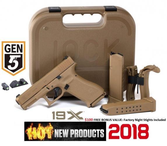 Super Hot 2019!!! Glock, 19X, Safe Action, Compact Size Pistol, 9MM, 4.01" Marksman Barrel, Coyote Polymer Frame, Coyote Slide, Coyote Magazines, Coyote Box, 2-19Rd 💲💲Cash $589.95💲💲