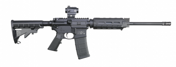 Smith & Wesson, M&P 15, Sport II, Optics Ready, Semi-Automatic, AR, 556NATO, 16" Barrel, Black Finish, Black Collapsible Stock, 1 Mag, 30Rd, Flattop, with M-LOK Handguard, Crimson Trace CTS-103 Red/Green Dot Sight Included, 4MOA Dot