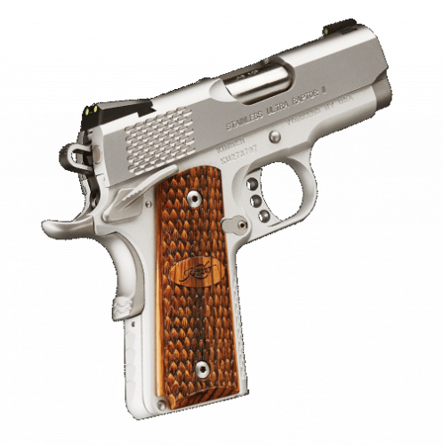 kimber, stainless ultra raptor ii semi-auto, 9mm, 3" barrel, 8+1 round, tritium night sights, zebrawood grips