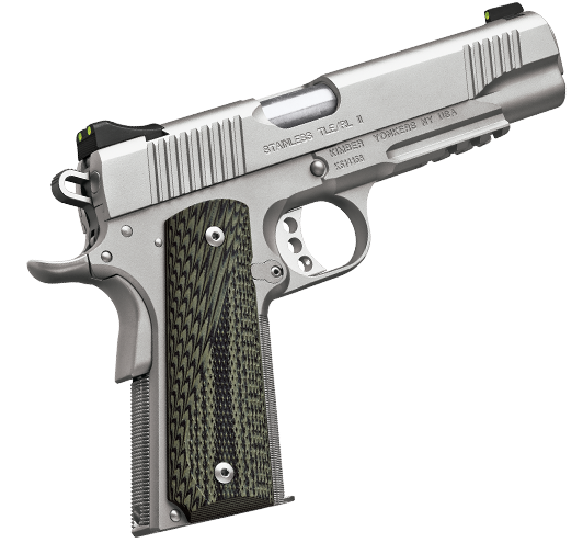 kimber, stainless tle/rl ii, semi-auto, 45 acp, 5" barrel, 7+1 round, fixed low profile 3-dot night sights, g-10 grips