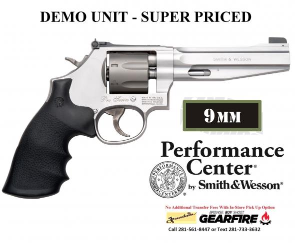 Super Savings Demo Unit!!! Smith & Wesson 986 Performance Center 9MM Revolver , Double Action, Medium Revolver, 9MM, 5" Barrel, Steel Frame, Stainless Finish, Rubber Grip, Adjustable Sights, 7Rd, Titanium Cylinder, Fired Case 178055