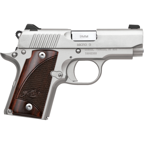 kimber, micro 9 stainless, semi-auto, 9mm, 3.15" barrel, 7+1 round, white dot sights, rosewood grips