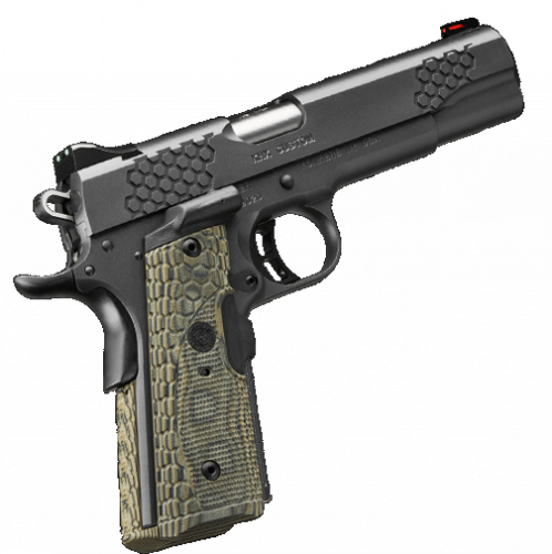 kimber, khx custom, semi-auto, 45 acp, 5" barrel, 8+1 round, fiber optic sight, hogue magrip g-10 mag laser enhanced grip