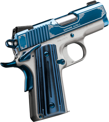 kimber, sapphire ultra ii, semi-auto, 9mm, 3" barrel, 8+1 round, tritium night sight, g-10 grips, bright blue pvd coating finish