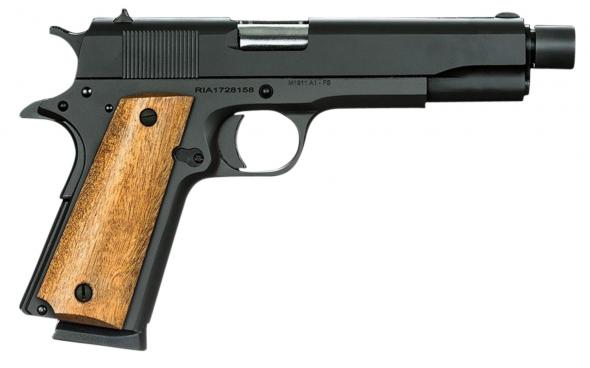 rock island 51473 gi standard fs 45 acp single 5" 8+1 wood grip black parkerized slide