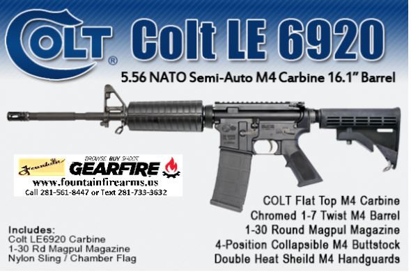 Always a Winner!!! Colt 6920 M4A3 AR-15 5.56 NATO 16" M4 Barrel 30 Rounds M4 Stock Black LE6920 💲💲Cash $1039.95💲💲
