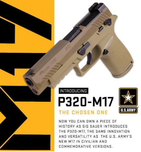 US Army's Choice!!! Sig Sauer, P320 M17, Striker Fired, 9MM, 4.7" Barrel, Polymer Frame, Coyote Finish, DP Pro Plate, 17Rd, 2 Mags, Siglite Night Sights 💲💲Cash $619.95💲💲
