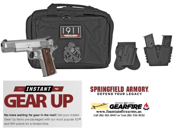 GEAR UP Bonus!!! Springfield 1911 Loaded Pistol Gear UP Package 45 ACP 5" Barrel 7 Round Stainless Steel Finish 💲💲Cash 899.95💲💲