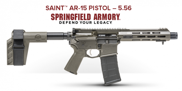 Super Awesome!!! Springfield, Saint Pistol, 223 Rem/5.56NATO, 7.5" Barrel, Aluminum Frame, OD Green Finish, 30Rd, SB Tactical Stabilizing Brace, MLOK Compatible Handguard 💲💲$799.95💲💲