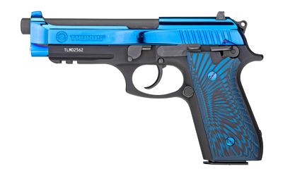 Taurus, PT92, Full Size, 9MM, 5" Barrel, Alloy Frame, Polished PVD Blue Slide, G10 Blue and Black Grips, 2 Magazines, 17Rd