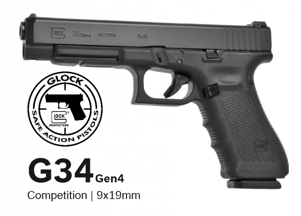 Glock G34 Gen 4 Practical/Tactical Longslide Pistol, 9MM, 5.31" Barrel, Polymer Frame, Matte Finish, Adjustable Sights, 17Rd, 3 Magazines, Glock OEM Rail 💲💲Cash $589.95💲💲