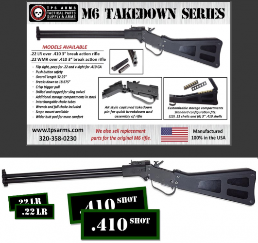 TPS Arms M6 Takedown (Air Force Survival Unit) Over/Under, 22LR, 410Ga 3" Chamber 💲💲Cash $499.95💲💲