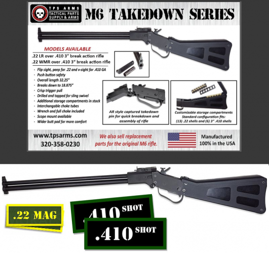 TPS Arms M6 Takedown (Air Force Survival Unit) Over/Under, 22 Magnum, 410Ga 3" Chamber 💲💲Cash $499.95💲💲