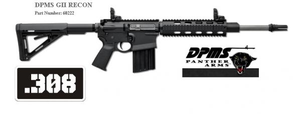 DPMS G2 RECON, Semi-automatic, 308 Win, 16" Mid-lengthBarrel, Black Finish, Magpul MOE Stock, Flip Up Front and Rear Sights, 19Rd, 1 Magazine, Gen 2, Sling 60222 💲💲Cash $1,339.95💲💲