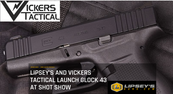 BlackFriday2019!!! Glock G43 Vickers 9MM -Limited Production Vipsey's, 3.39" Barrel, 6+1 Round, Gas Nitride Finish 💲💲Cash $499.95💲💲