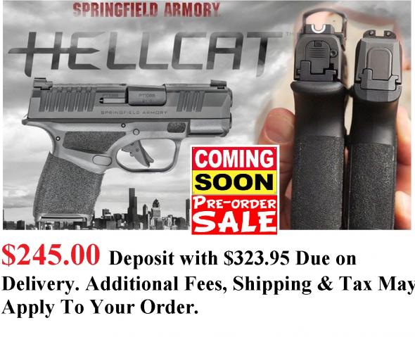 PO DEPOSIT ONLY: MEGA HOT 2020 Springfield Hellcat 9MM Super Compact, 3" BBL & 13 RDS, Tritium Front Sight - Standard Model HC9319B