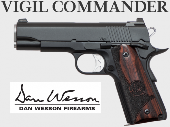 Dan Wesson, Vigil, Commander Size 1911, 45 ACP, 4.25" Barrel, Aluminum Frame, Black Finish, Wood Grips, 8Rd, Night Sights 💲💲Cash $1169.95💲💲