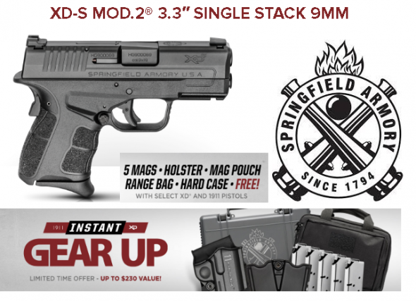 Springfield, XDS, Mod.2 with Grip Zone, Striker Fired, Compact Frame, 9MM, 3.3" Barrel, Polymer Frame, Black Finish, 2 Magazines, 1-7Rd, 1-9Rd, Fiber Optic Front Sight 💲💲Cash $459.95💲💲