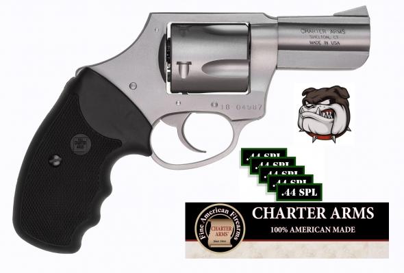 Bulldog!!! Charter Arms Bulldog DAO 44 Special 2.5" 5rd Blk Rubber Grip Stainless