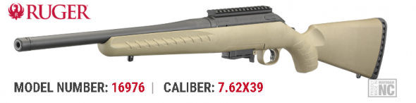 Awesome Price!!! Ruger, American Rifle Ranch, Bolt-Action Rifle, 762X39, 16.1" Barrel, Matte Black Finish, Alloy Steel, Flat Dark Earth Composite Stock, 5Rd 💲💲$439.95💲💲