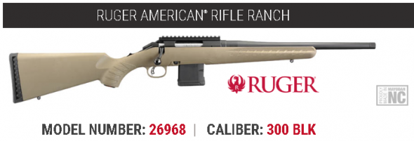 Awesome!!! Ruger, American Ranch Rifle, Bolt-Action, 300 Blackout, 16.1" Threaded Barrel, Matte Black Finish, Flat Dark Earth Composite Stock, 10Rd AR Style Magazine 💲💲Cash $439.95💲💲