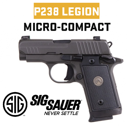 Super Priced!!! Sig Sauer, P238, Legion, Semi-Automatic, Single Action Only, Compact, 380ACP, 2.7" Barrel, Alloy Frame, Black G10 Grips, X-Ray 3 Night Sights, Gray Finish, 7 Round, 3 Magazines, Ambidextrous Safety 💲💲Cash $449.95💲💲