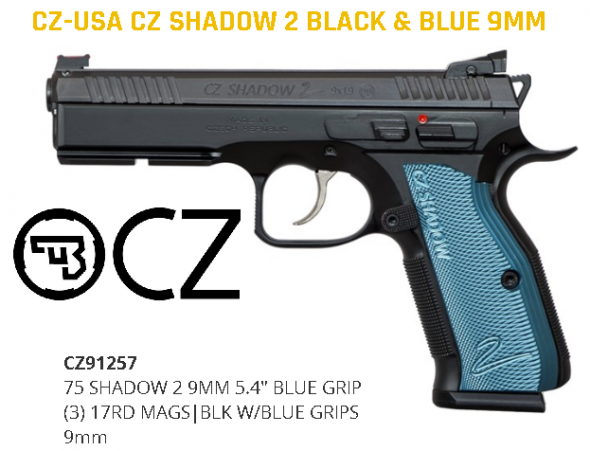 Harder to Find!!! CZ SP-01 Shadow 2 Blue, 9mm Luger 4.8" Barrel, 17+1 Round, Blue Aluminum Grip Black Nitride 💲💲Cash 1199.95💲💲