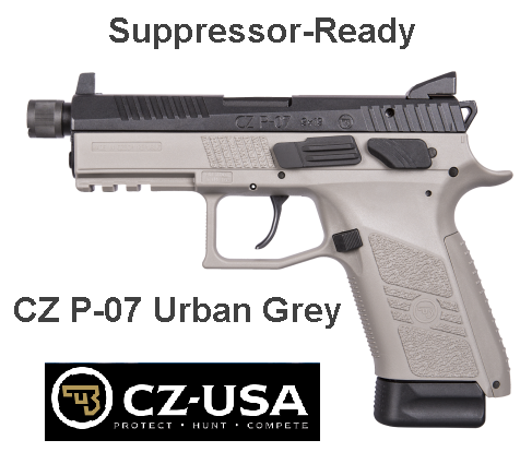 CZ-USA P-07 Urban Grey Suppressor-Ready Model - 9mm 4.5” Barrel, 17 Rounds 💲💲Cash $529.95💲💲