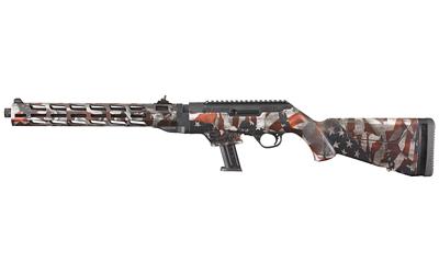 ruger, pc carbine, semi-automatic rifle, 9mm, 16.12" cold hammer forged barrel, 1:10 twist, american flag cerakote finish, fixed stock, 1 mag, 17rd,...