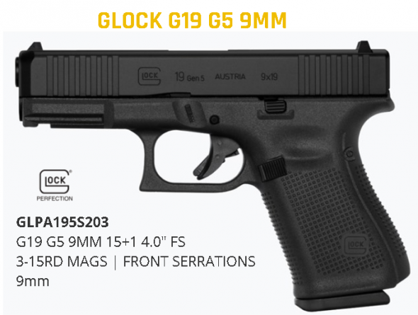 Glock G19 G5 9mm 15+1 4.0 Serr Fs 3-15rd Mags | Front Serrations 💲💲Cash $559.95💲💲