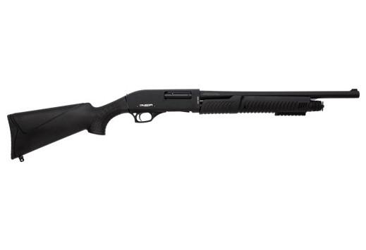 lkci, omega pump shotgun, 12 ga, 20" barrel, 3" chamber, 4+1 round, black finish
