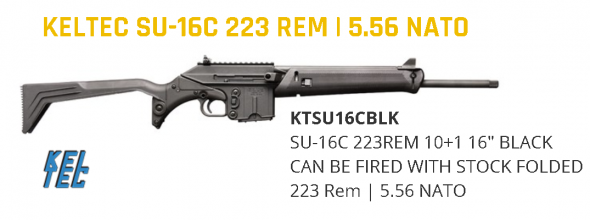 Kel-Tec SU16C SUB-16 Sport Utility Carbine SA 223 Rem 16" 10+1 Fldng Syn Stk Blk 💲💲Cash $549.95💲💲