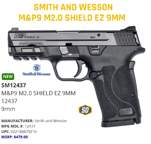 SMITH & WESSON M&P SHIELD EZ 9MM PISTOL WITHOUT MANUAL SAFETY, BLACK 💲💲Cash $424.95💲💲