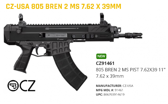 MEGA HOT 2020!!! CZ-USA 805 BREN 2 MS 7.62X39 11" BBL