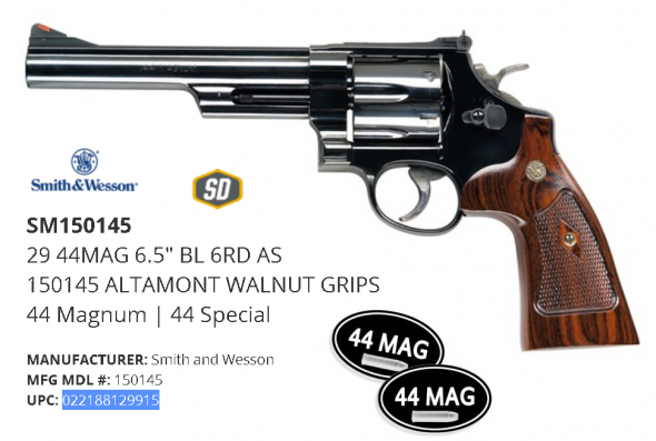 Classic Reborn!!! Smith & Wesson 29 Classic 44 Mag 6.5" Barrel, 6 Rounds, Altamont Service Walnut Grip Blue Finish 150145 💲💲Cash $1179.95💲💲