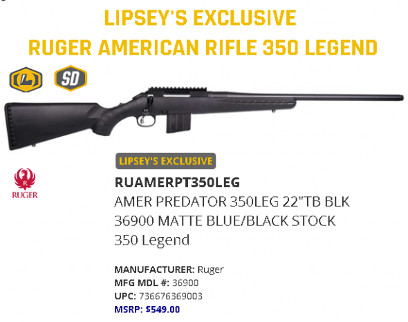 Ruger American Rifle 350 Legend Bolt Action Rifle, 22″ Barrel, Matte Blue Finish – Ruger 36900