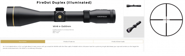 Leupold VX-R 4-12x 50mm Obj 22.0ft-10.4ft @ 100 yds FOV 30mm Blk Fire Dot 💲💲Cash $619.95💲💲