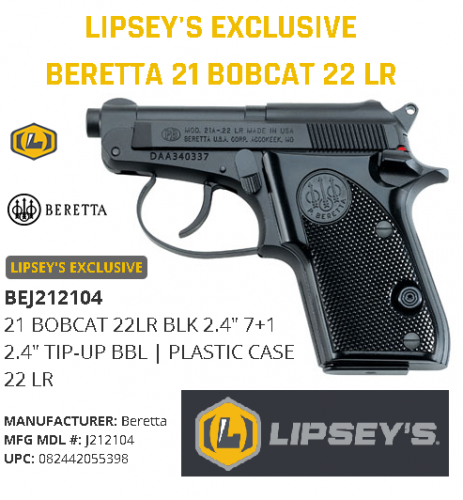 Harder to Find!!! Beretta 21 Bobcat 22 LR DA 2.4" 7+1 Synthetic Grip Matte Black J212104 💲💲Cash $349.95💲💲